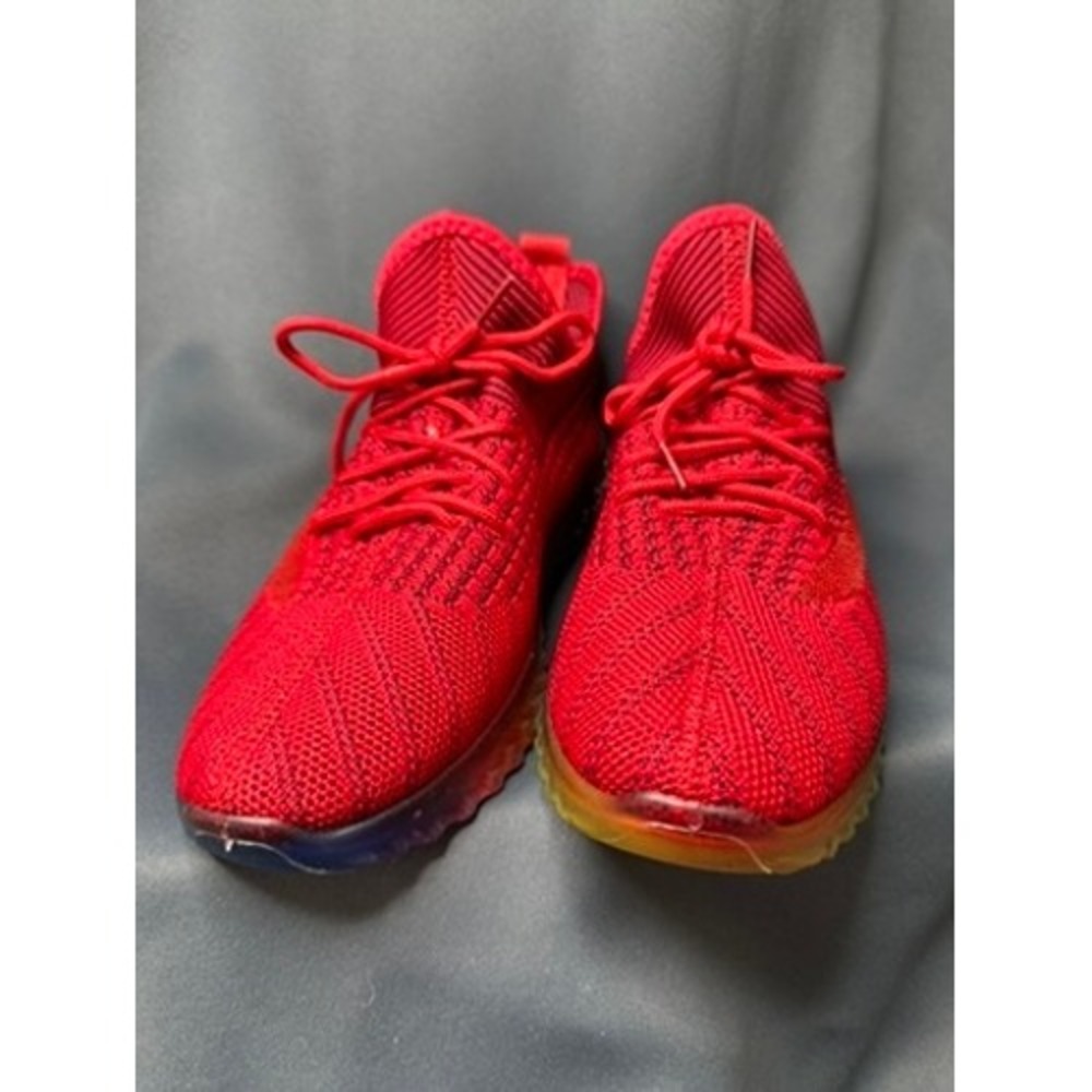 Wanted Pace Red Knit Rainbow Sole Sneakers Womens Size 8 Low Top Athletic Shoes